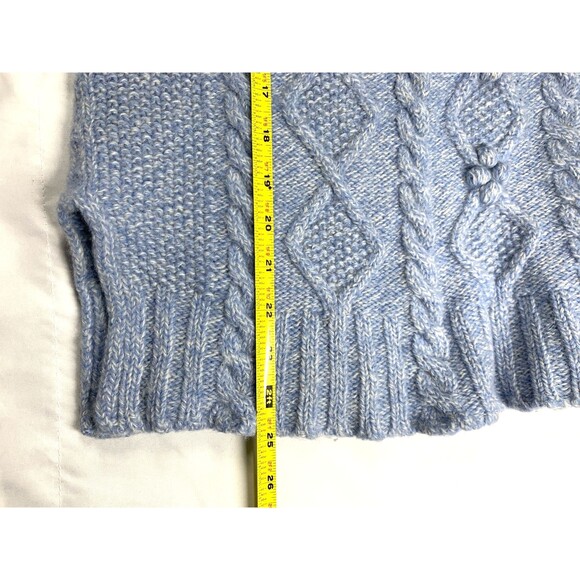 The Irish Store Sweater Size L Blue 100% Merino Wool Chunky Cable-Knit Fisherman - Picture 7 of 9